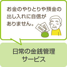 お金のやりとりや預金の出し入れに自信がありません。（日常の金銭管理サービス）